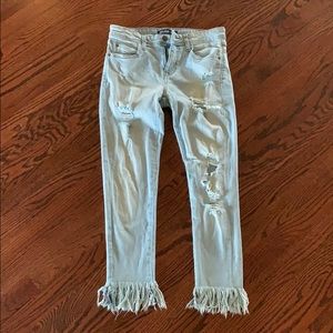 Zara basic denim light ripped jeans